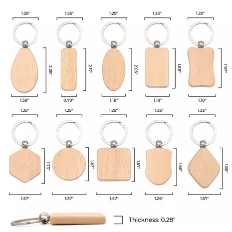 Mix Houten sleutelhangers (10x) - xTool